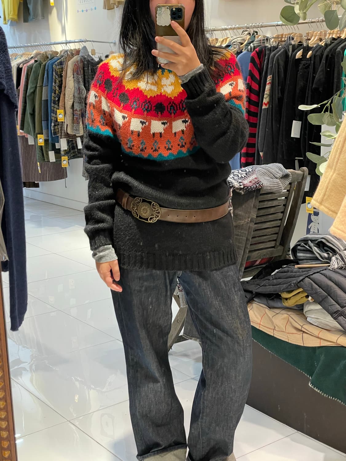 노르딕 겨울패턴 모리걸 롱니트 상품이미지3