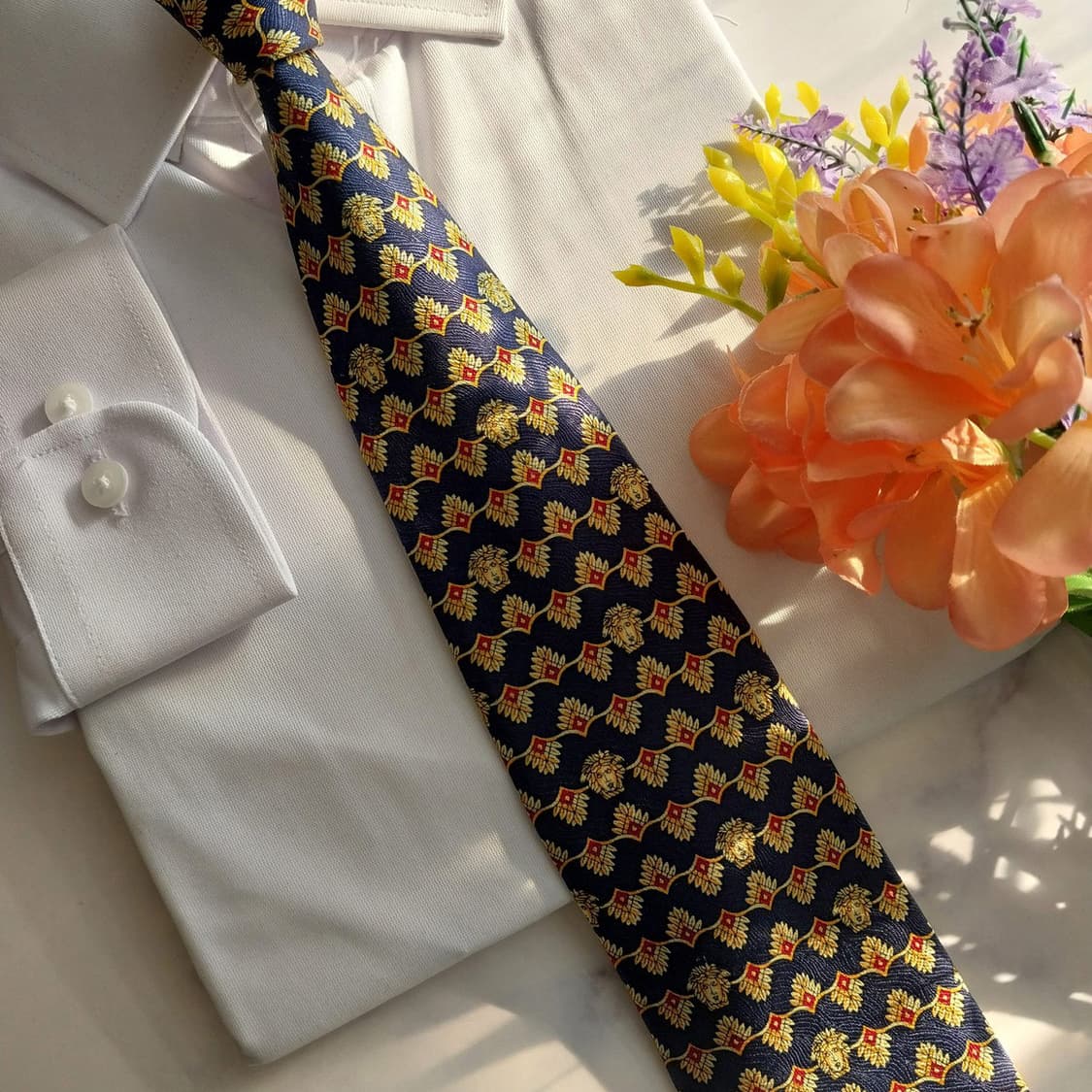 베르사체 실크 네이비&골드 메두사 넥타이 9.5cm A+등급 K1375
 상품이미지7