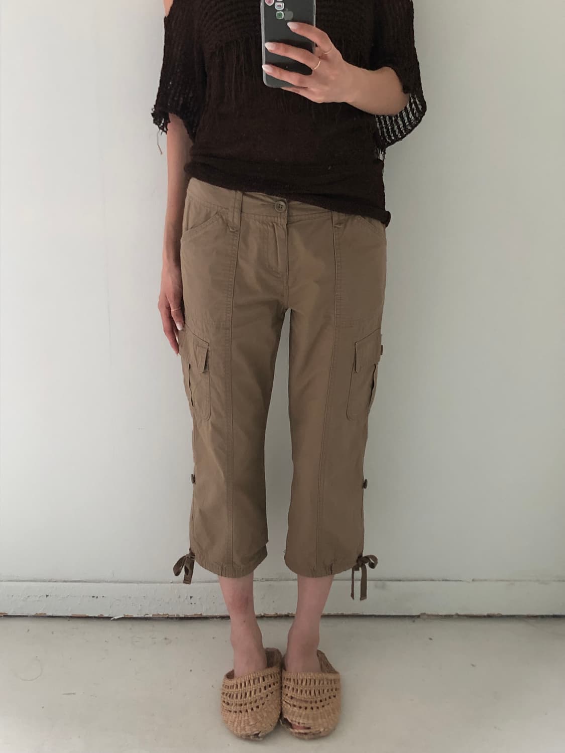 일본빈티지 카고 셔링 7부바지 상품이미지1