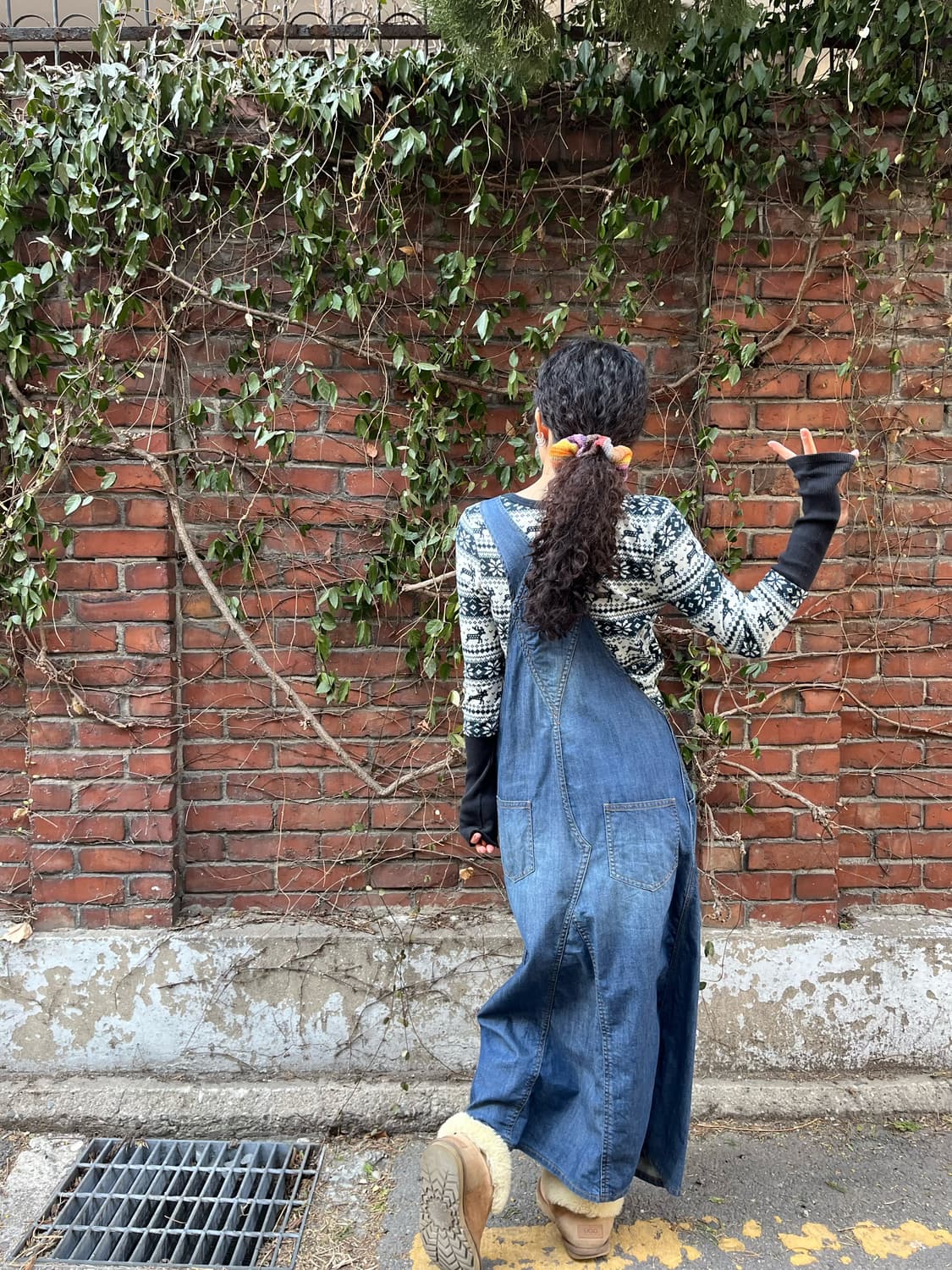 블루 데님 멜빵 롱 원피스 상품이미지5