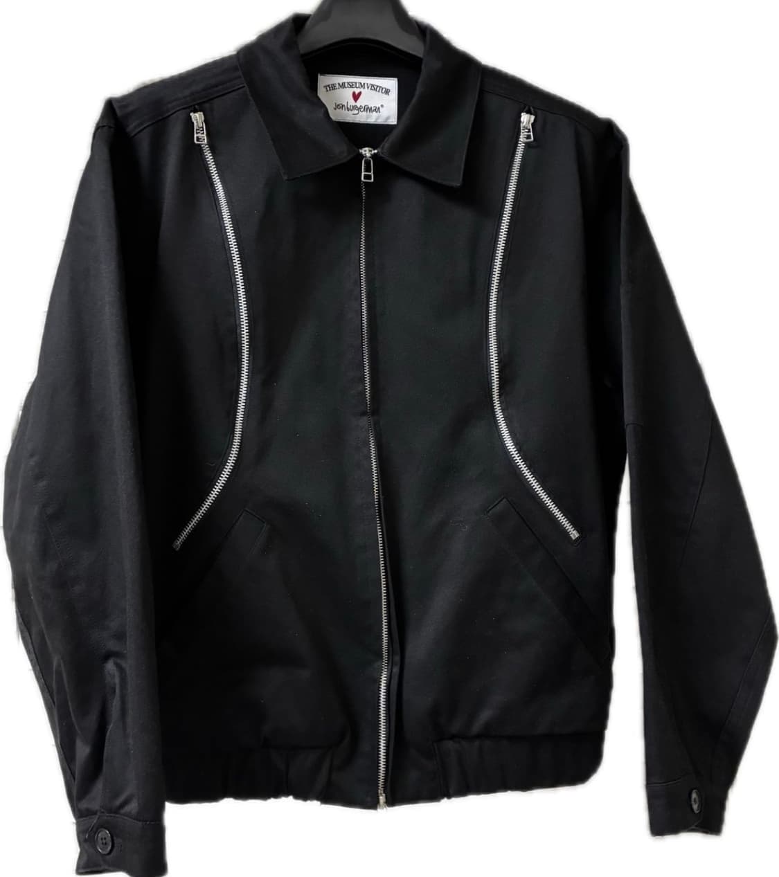 더뮤지엄비지터 플라워 프린트 지퍼 블루종 블랙 상품이미지4