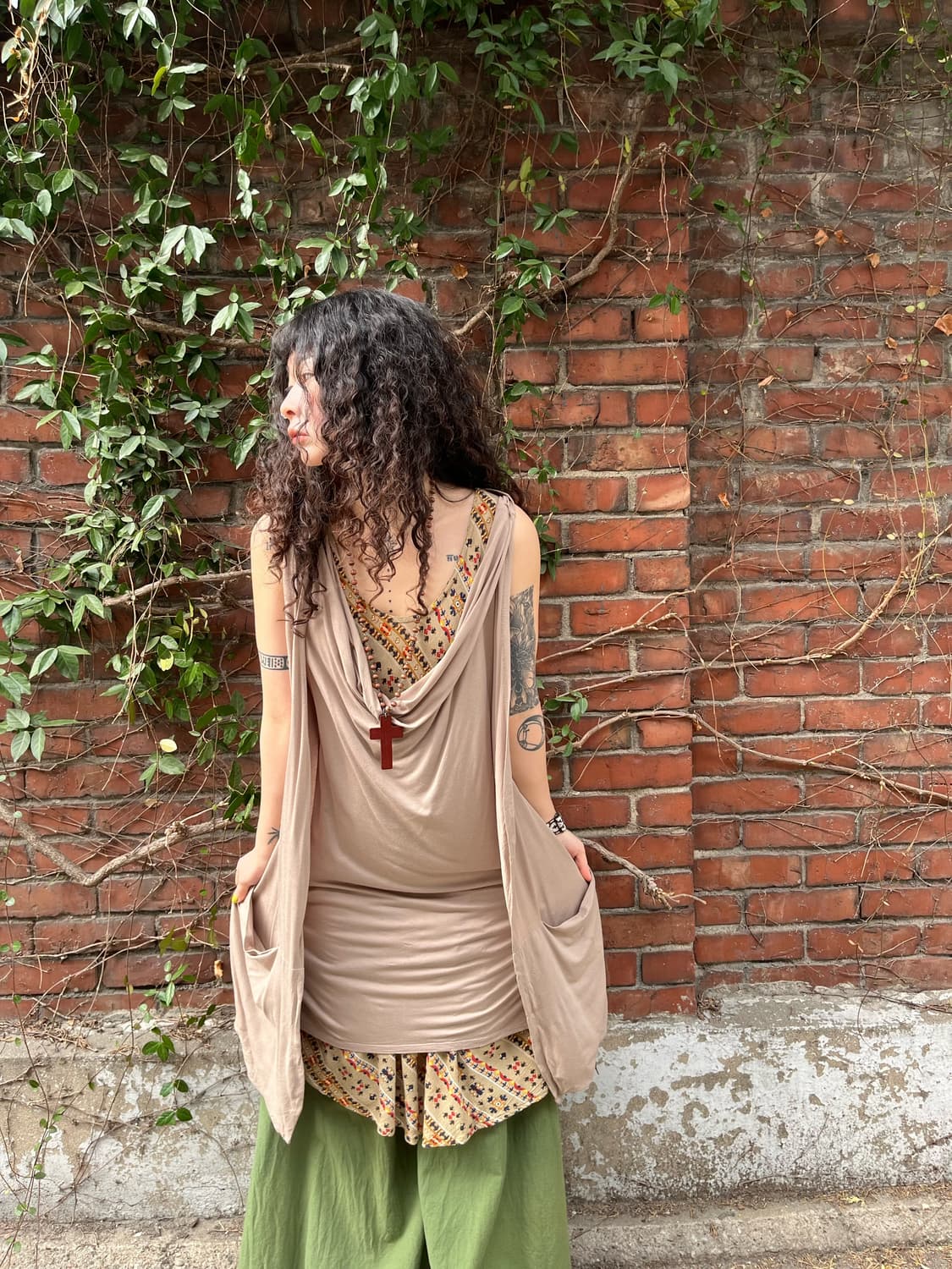 히피 보헤미안 시이드 포켓 미디 원피스 상품이미지4