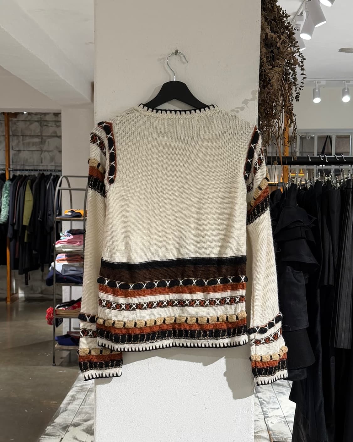 빈티지 캐롤리나 케이 아이보리 배색 니트 집업 가디건 상품이미지6