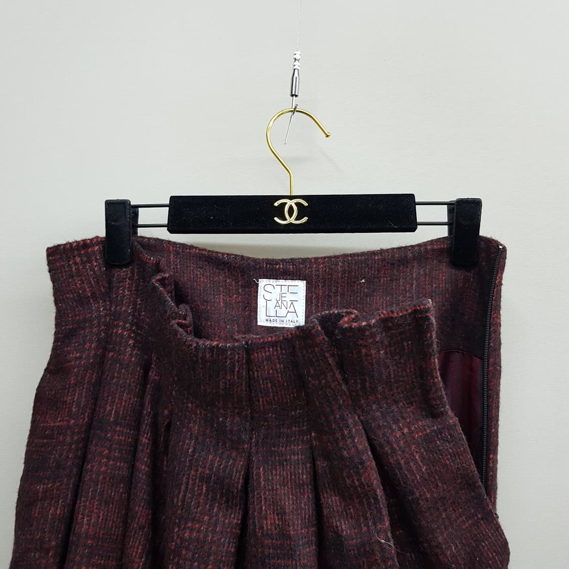 STELLA ITALY 와이드 울 블렌드 체크 롱 팬츠 IT 42사이즈 상품이미지2