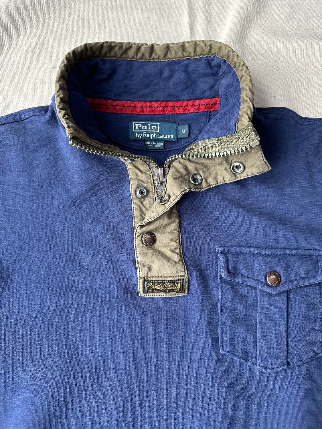 폴로 랄프로렌 밀리터리 반집업 엘보우패치 스웻셔츠 M 상품이미지2