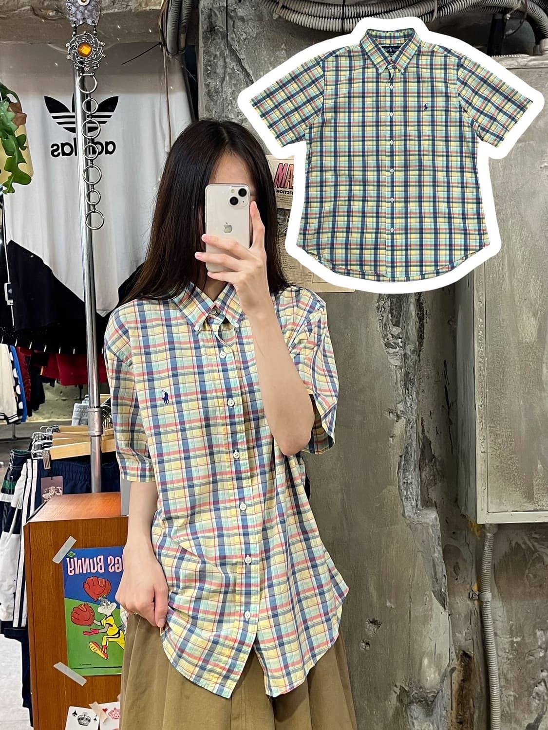 폴로 랄프로렌 체크 반팔 셔츠 L #csz433 상품이미지1