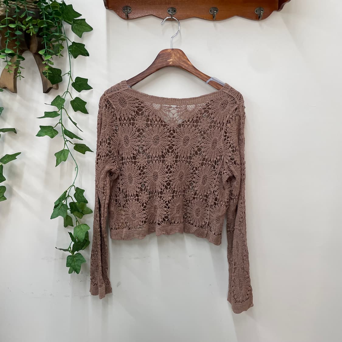 모카 크로쉐 플라워 니트 가디건 크로쉐 크롭 🏠 상품이미지4