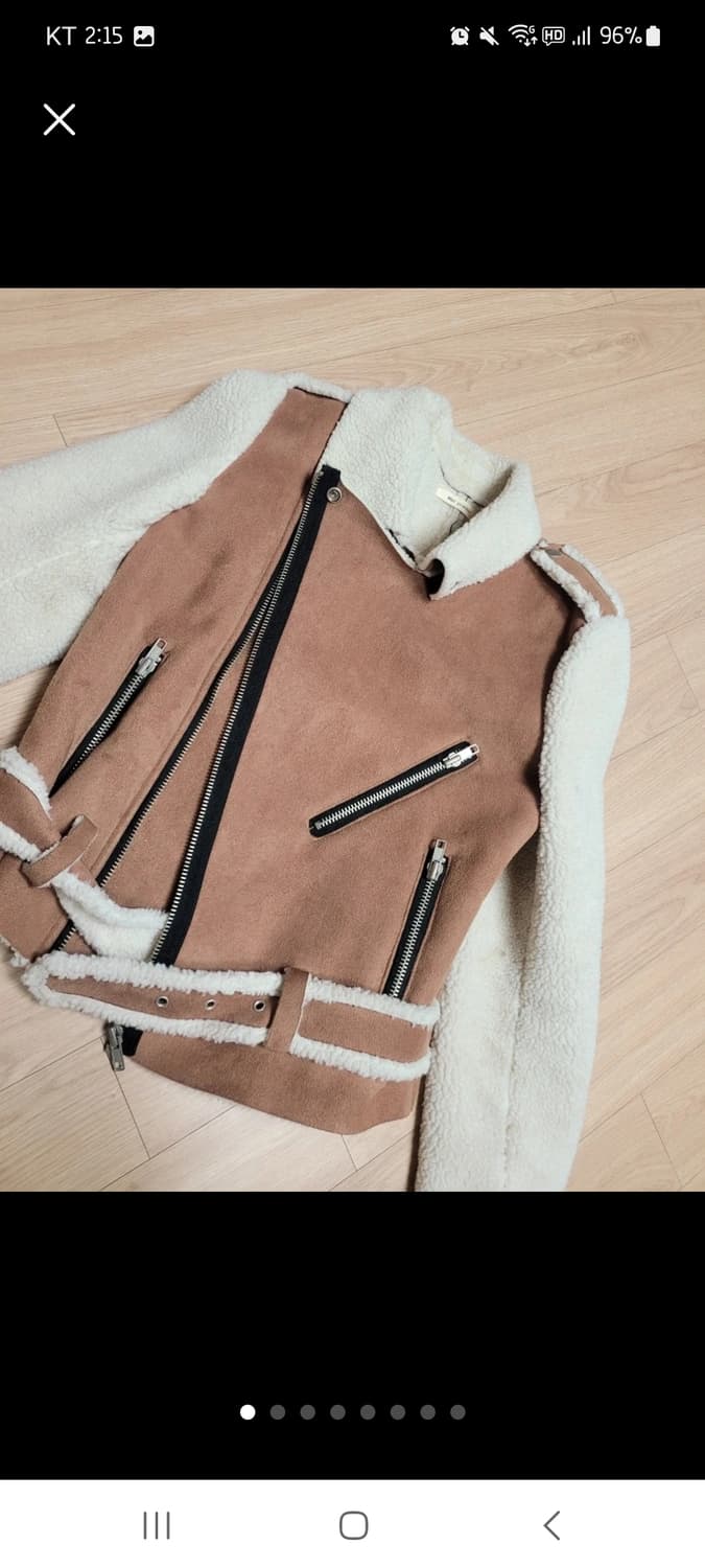 브라운 겨울 배색 무스탕 상품이미지1