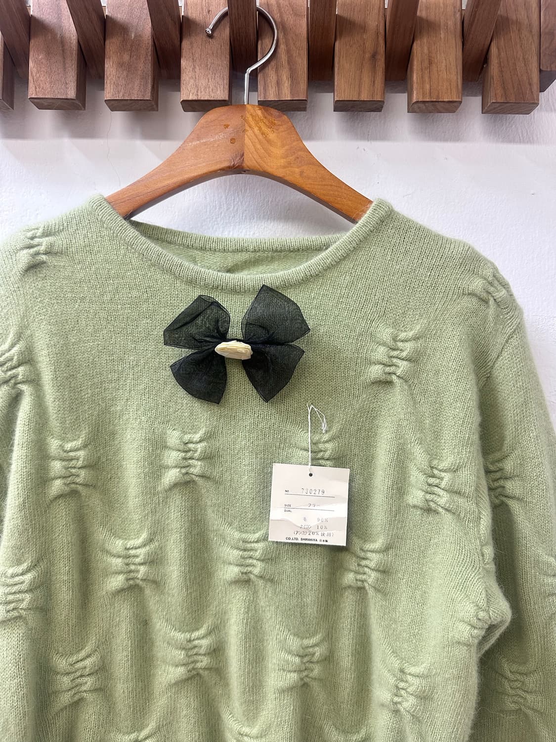 택있는 새상품 일본 울 앙고라 리본 셔링 블렌드 스웨터 니트  상품이미지3