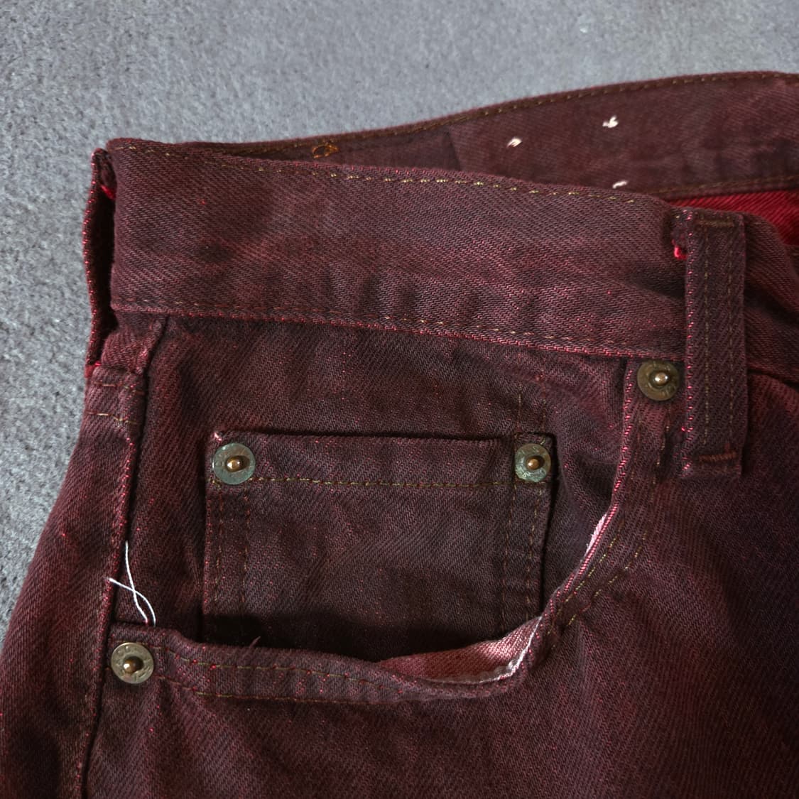 리바이스 501 버건디 레드 워싱 데님 팬츠 32 상품이미지6