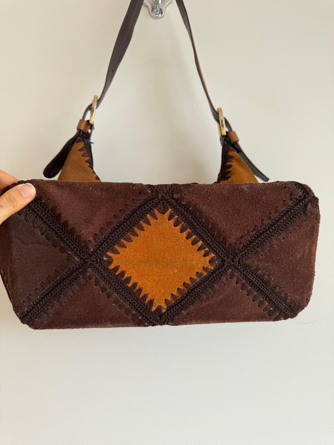 Pre owned 스웨이드 패치워크 호버 숄더백  상품이미지3