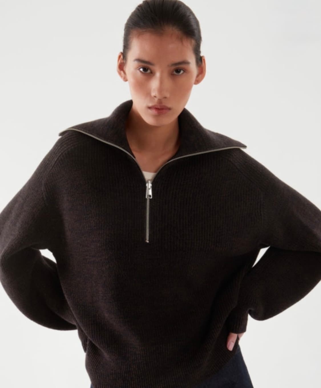 COS 코스 여자 릴렉스드핏 하프집업 울 니트 점퍼 상품이미지1