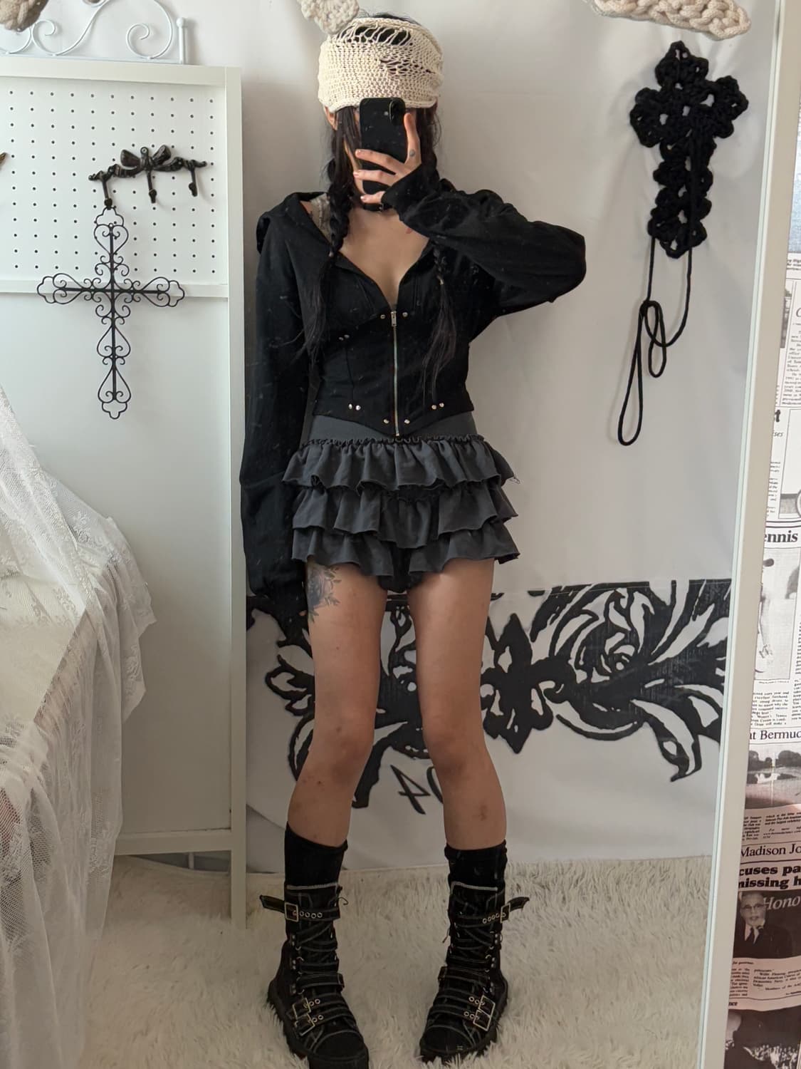 • Mlk Black Short Corset Hooded Zip-Up ( 상품이미지9