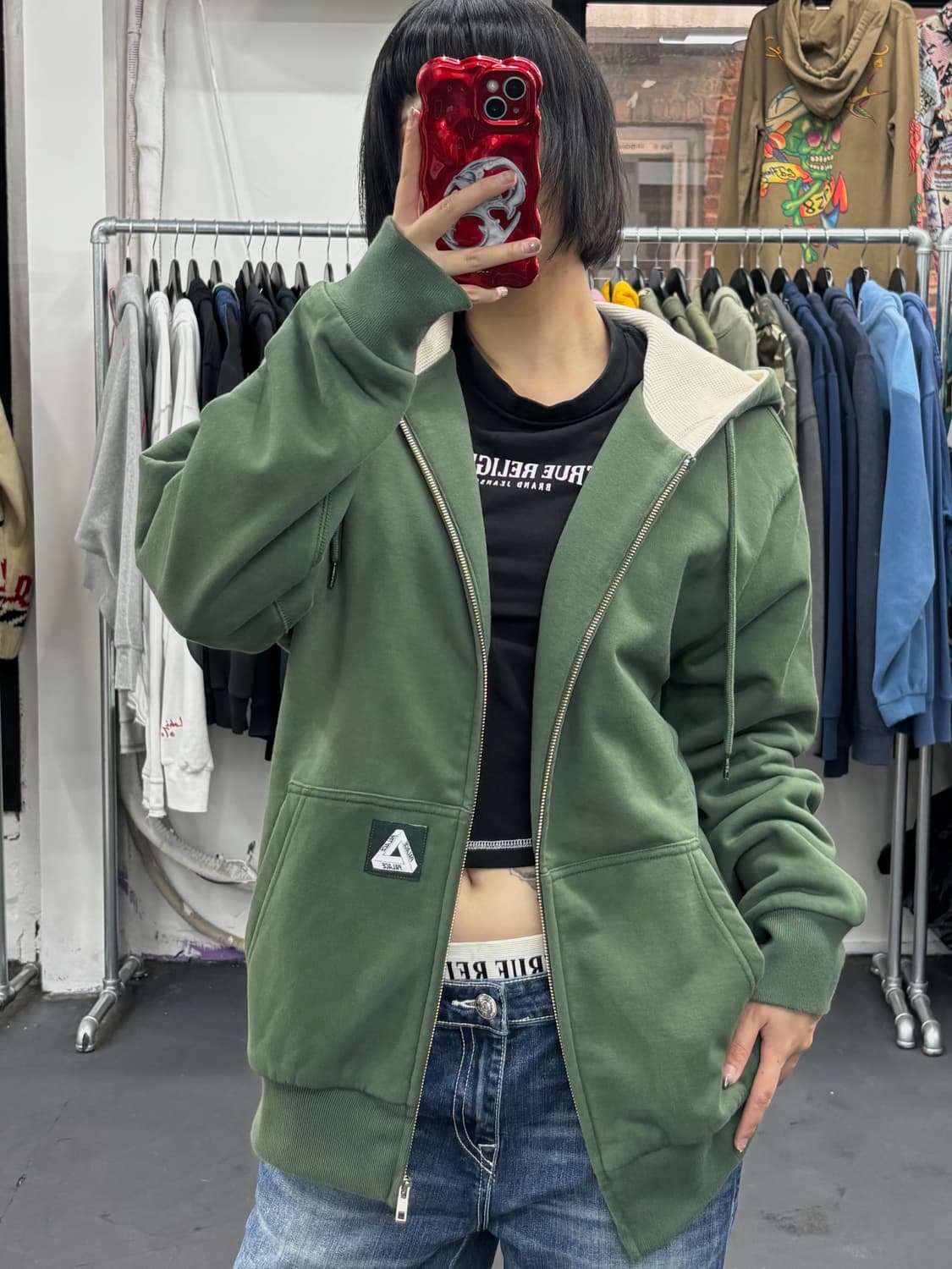 팔라스 패치 로고 써멀 후드집업 상품이미지2