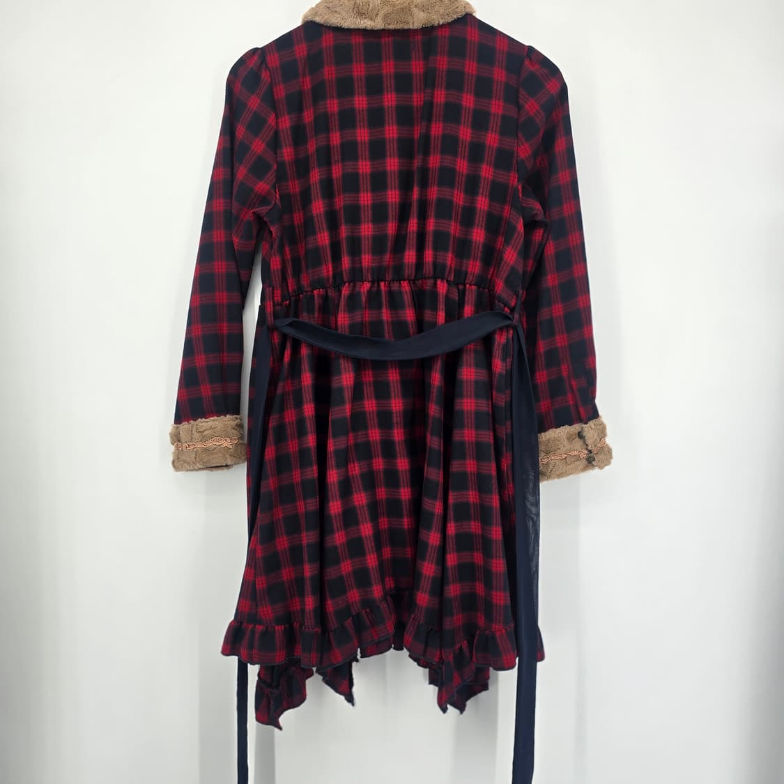 AXESFEMME 체크 원피스 퍼 카라 장식 상품이미지10