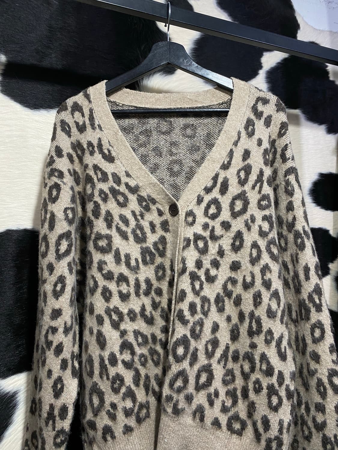 Japanese vtg 레오파드 브이넥 가디건 상품이미지3