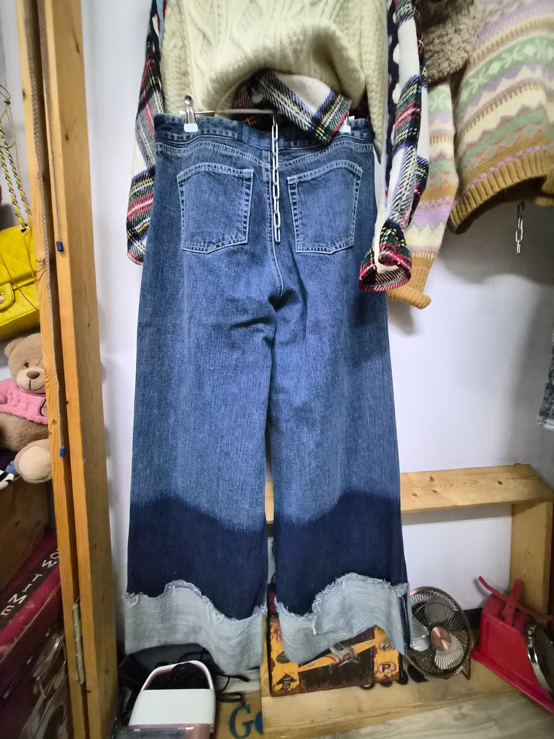 톰보이 배색 니트.  디자이너 와이드데님 상품이미지10