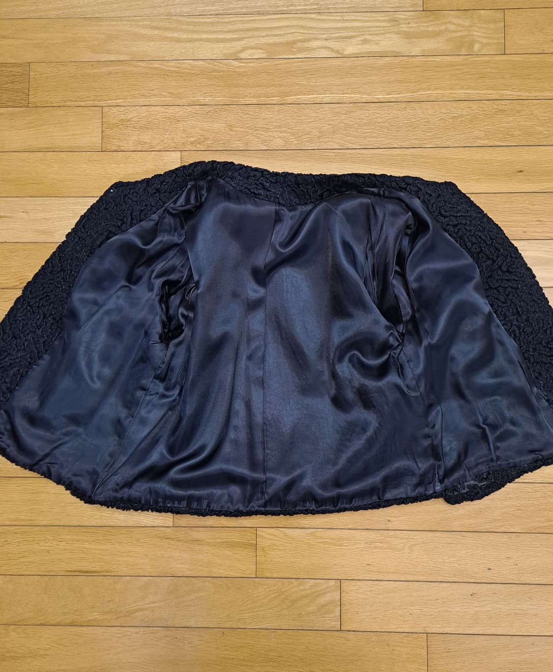 일본 빈티지 여성 하프 코트 인조 아스트라칸 S 상품이미지7