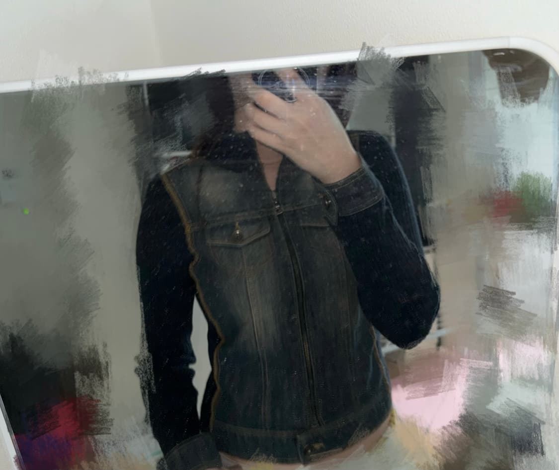 착샷ㅇ) 빈티지 데님 배색 니트 집업 상품이미지5