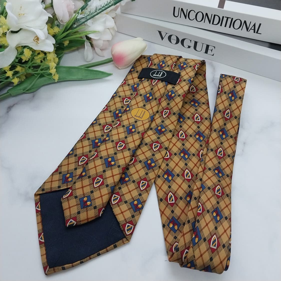 던힐 실크 브라운 체크 패턴 넥타이 10cm A+등급 K842
 상품이미지6