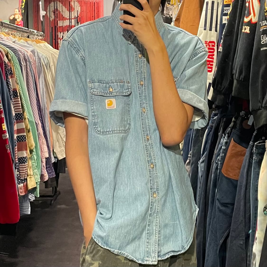 [IM] carhartt 칼하트 연청 데님 반팔셔츠 상품이미지4