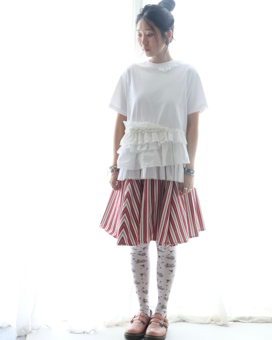 [Beams Boy] Red Stripe Midi Skirt 상품이미지7