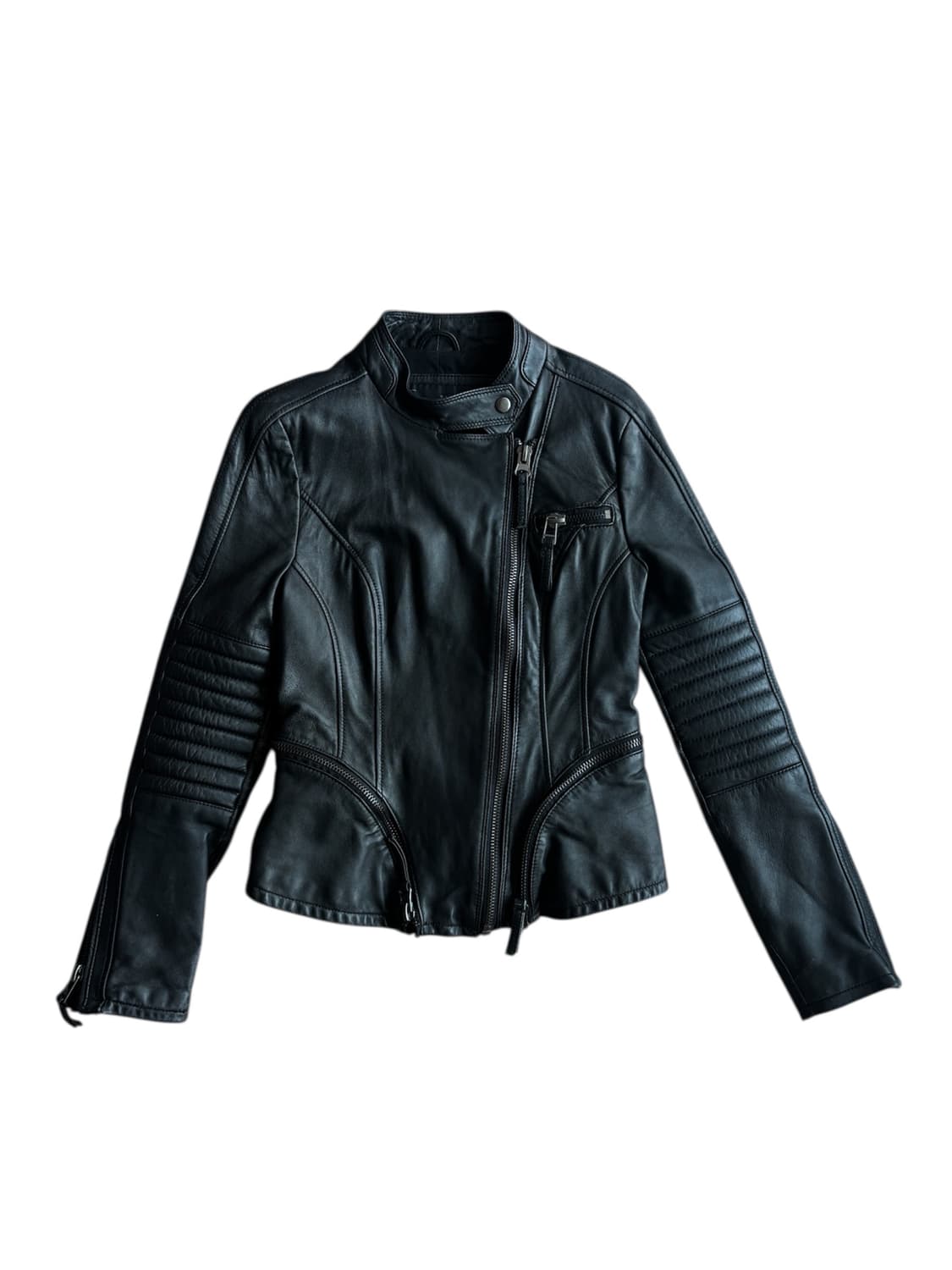[램스킨] ZARA 퀼팅 슬림핏 바이커 레더자켓 상품이미지1