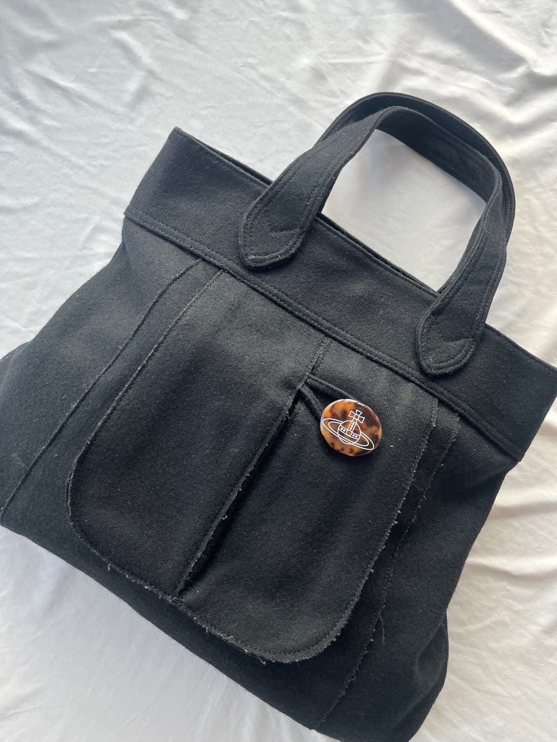 (유일매물) 비비안 웨스트우드 오브 로고 버튼 모직 토트 백 핸드 백 상품이미지3