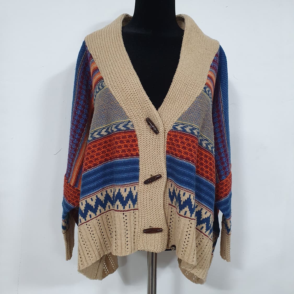빈티지 에스닉 노르딕 가오리핏 떡코버튼 니트 가디건 모리걸 하구미 상품이미지1