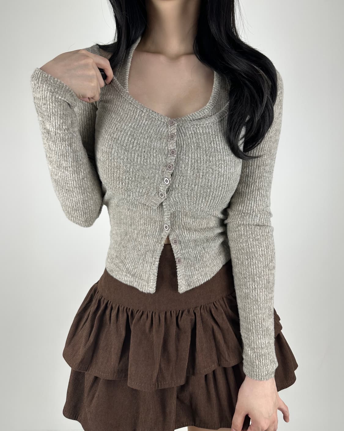 오트 그레이 레이어드 긴팔티 상품이미지3