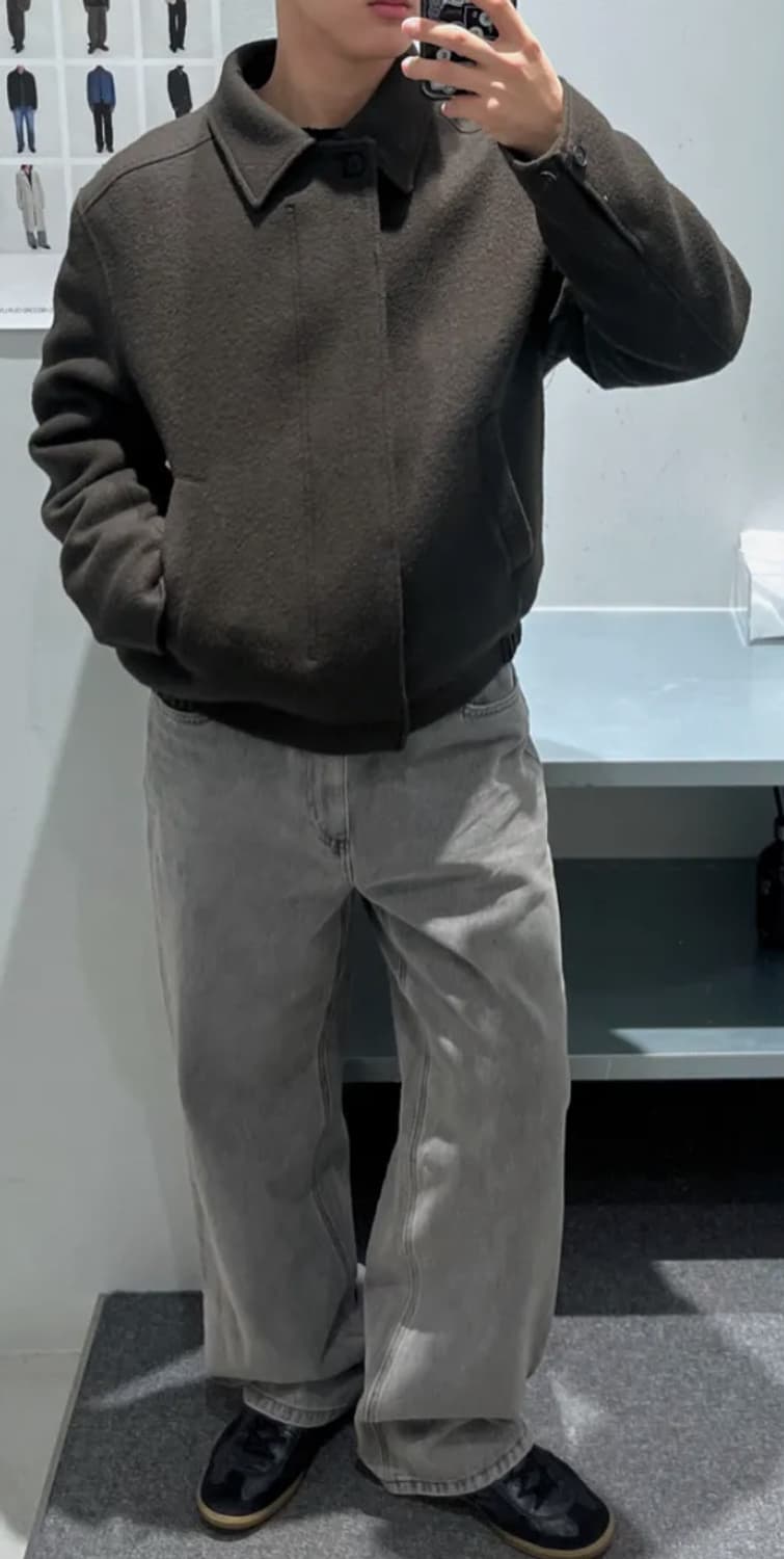 인사일런스 소프트 알파카 울 크롭 자켓 브라운 상품이미지2