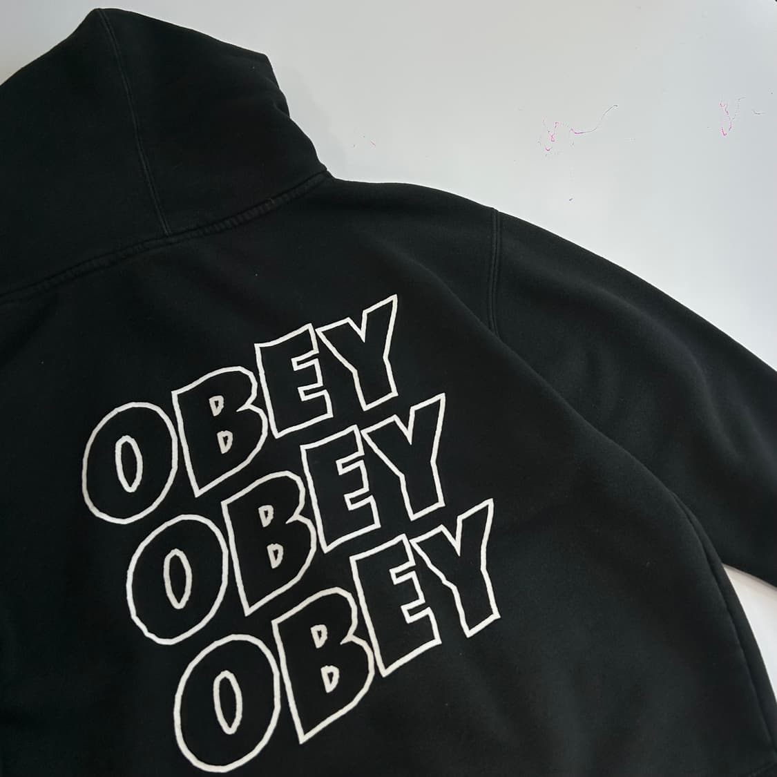 Obey 오베이 백 로고 블랙 후드집업 상품이미지5