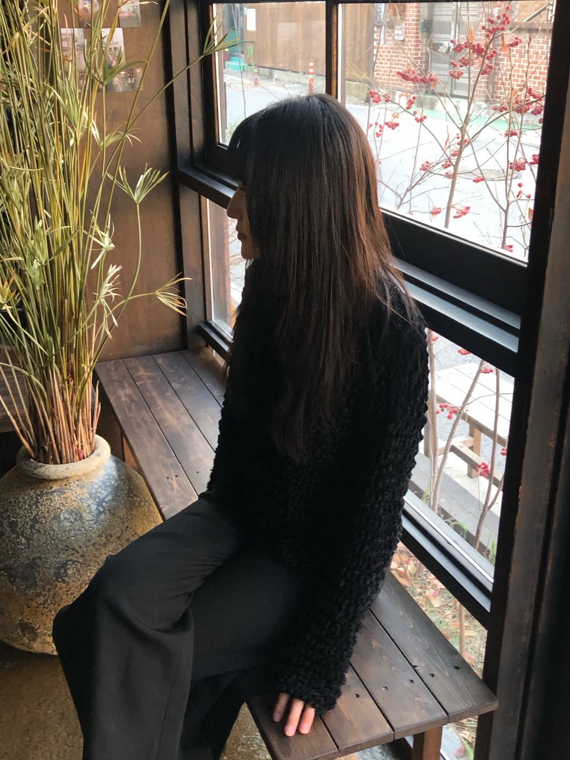 블랙 팝콘 벨벳 니트 상품이미지1