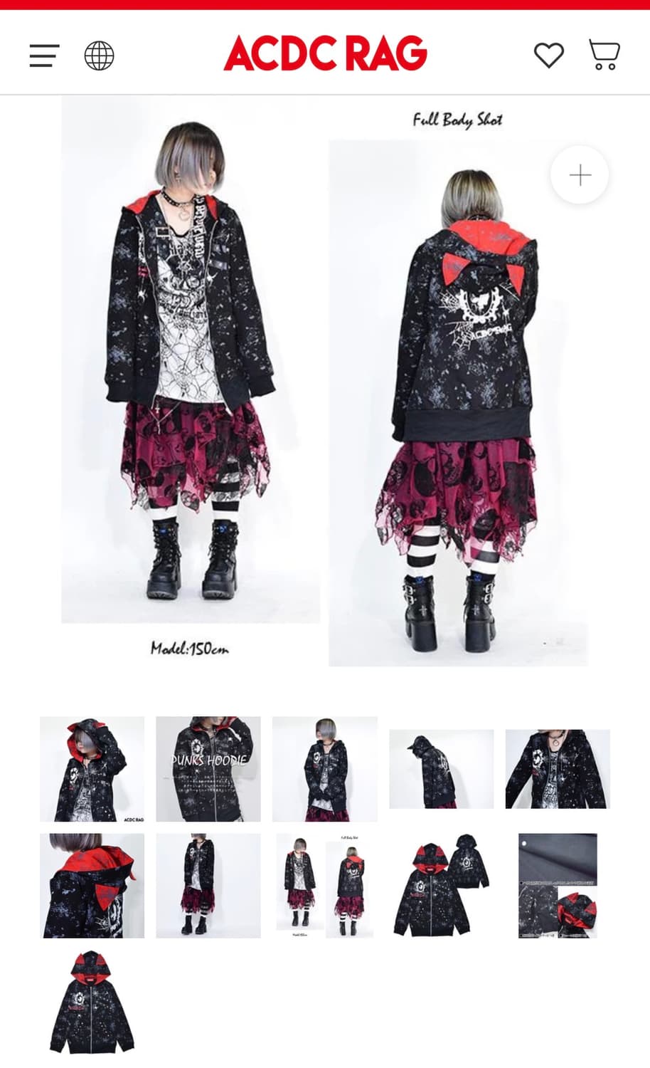 Acdc rag LAST HOODIE 고스 펑크 네코미미 후드집업 상품이미지2