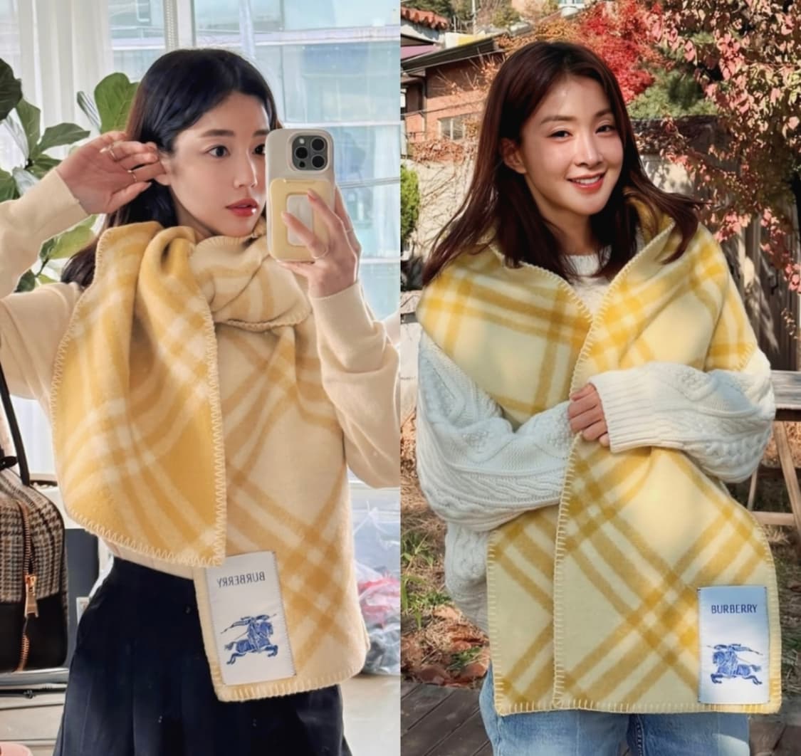 버버리 옐로우 체크 울후드머플러 남여공용 상품이미지6