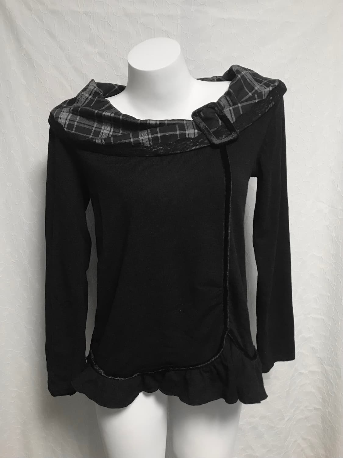 빈티지 axes femme 액시즈팜 로걀 체크 카라 니트 롱슬리브 탑 상품이미지1