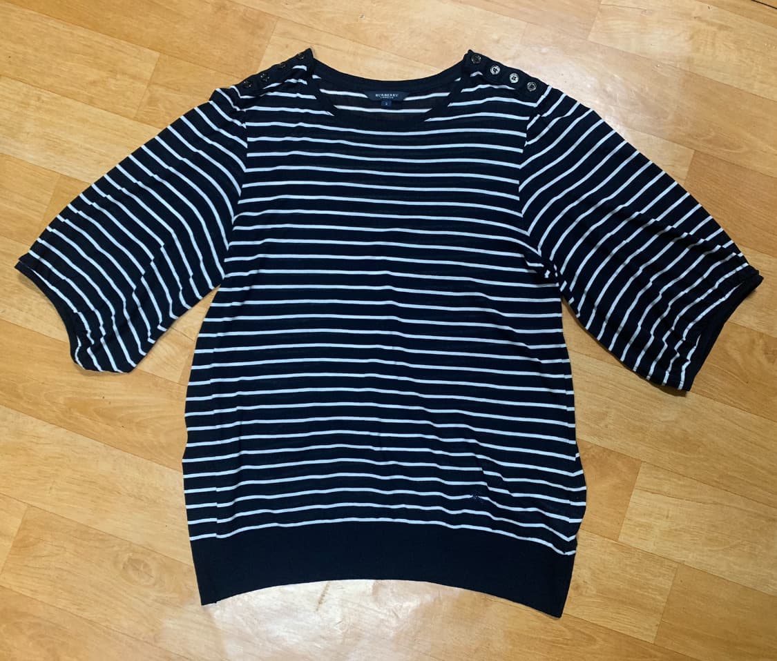 BURBERRY 버버리 런던 스트라이프 패턴 숏츠 슬리브드(2 사이즈) 상품이미지1