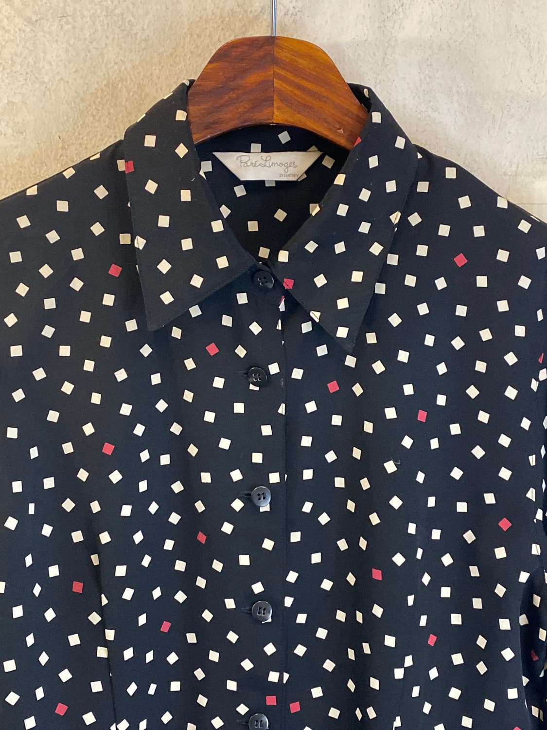 Japan vintage 스퀘우패턴 블라우스 상품이미지3