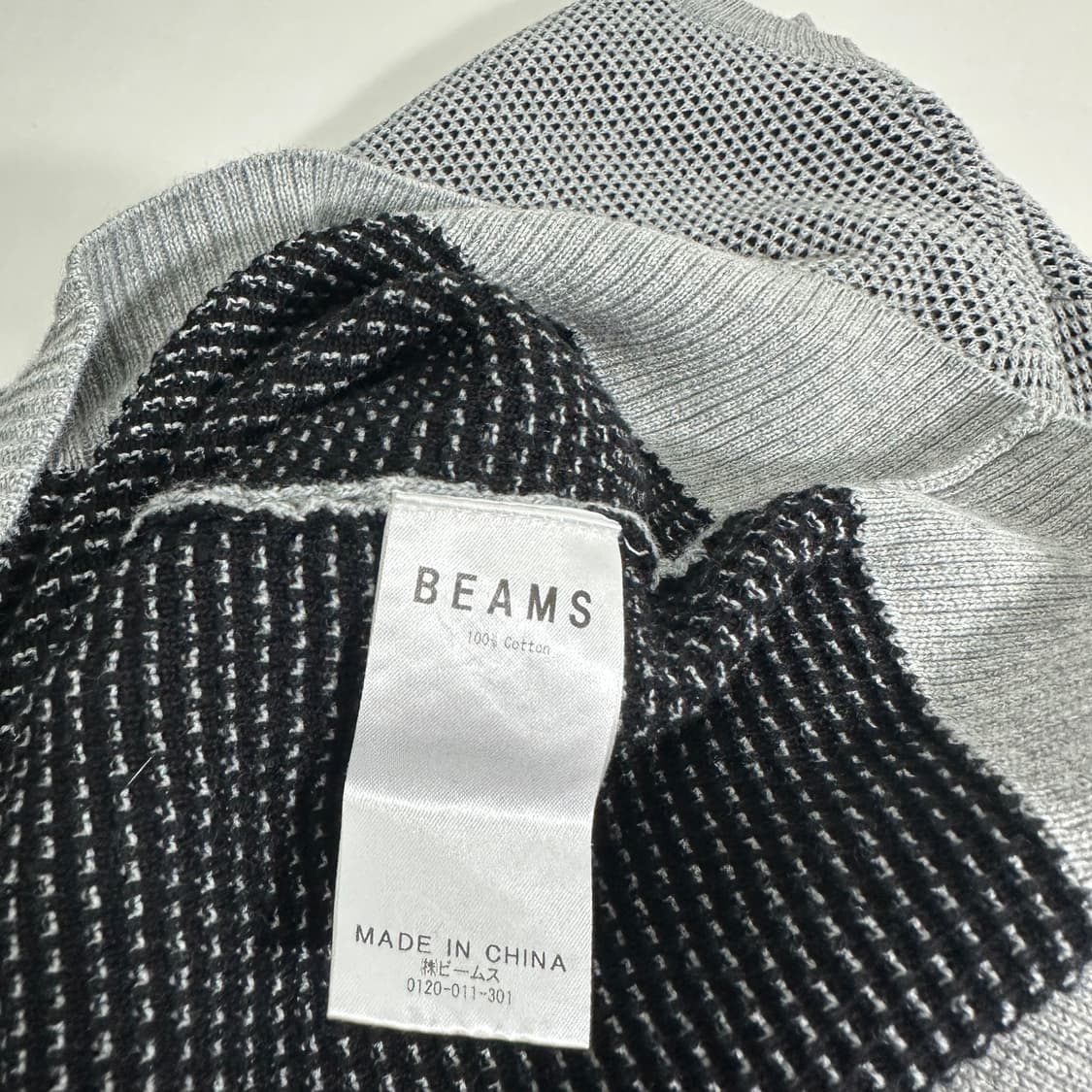 M 빔즈 BEAMS 그레이 도트 면 니트 상품이미지5