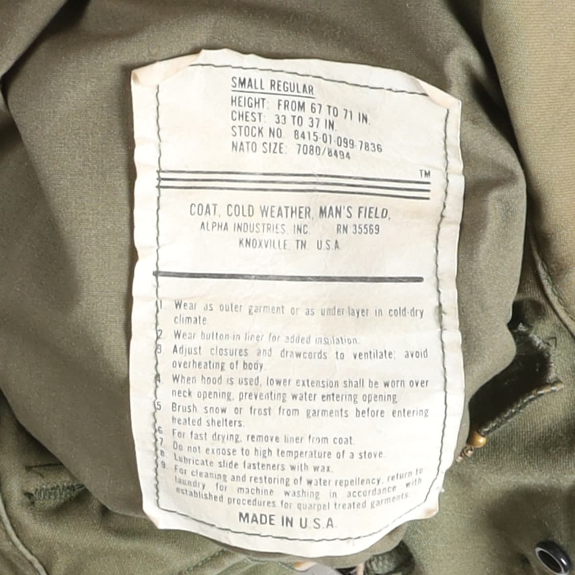US Army Alpha Industry M-65 Field Jacket 상품이미지7