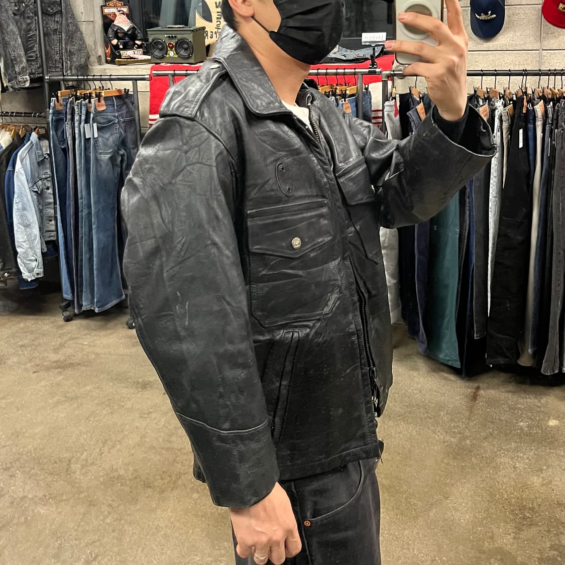 80s 오리지날 폴리스맨 레더 자켓 (100) 상품이미지3