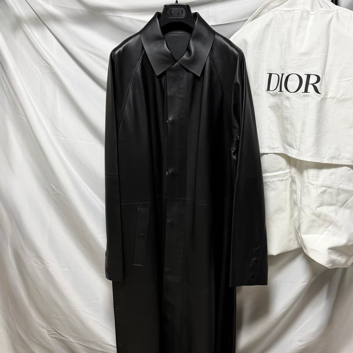 [S+급/46] 디올 레더 롱 코트 블랙 상품이미지1
