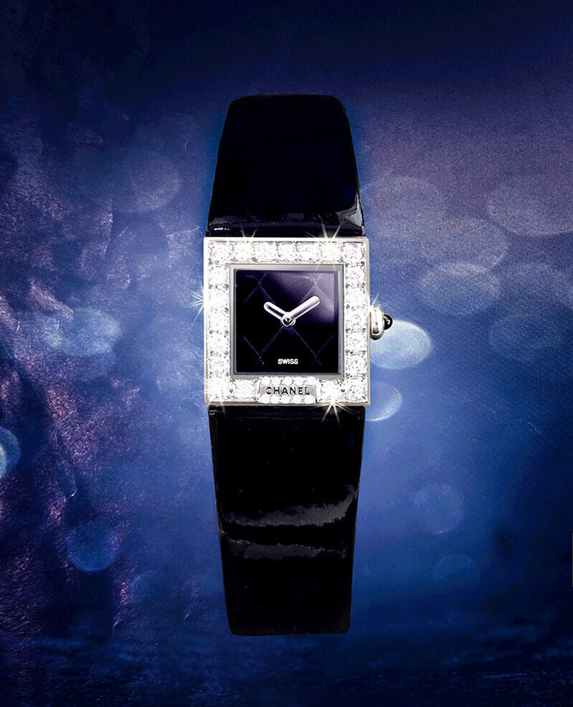 샤넬 블랙판 여성 빅다이아몬드 에나멜 가죽 시계 상품이미지7