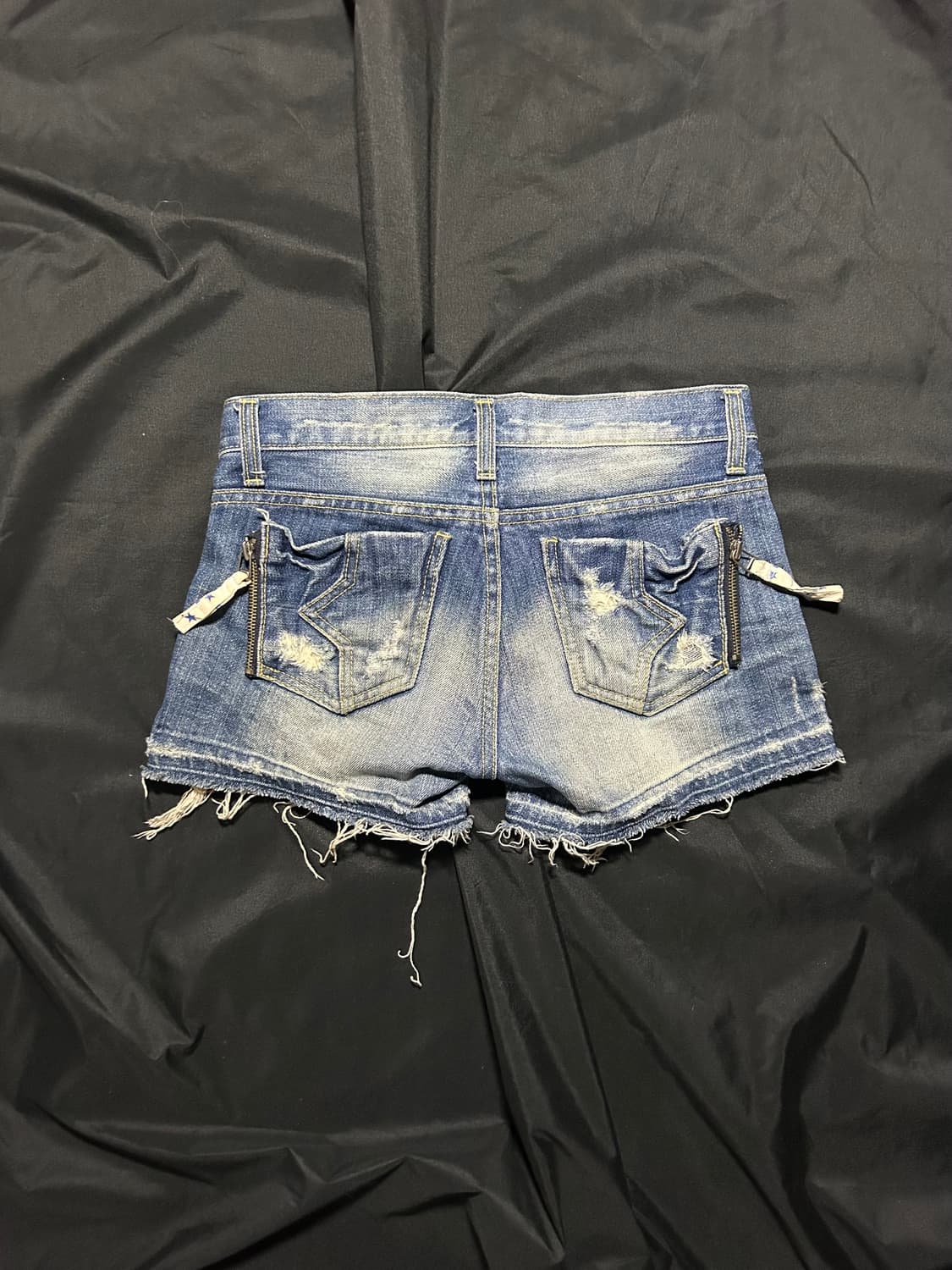 star tag distress washing denim shorts 상품이미지2