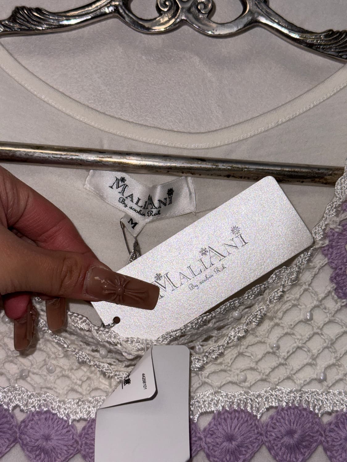 Maliani white purple flower crochet bl 상품이미지4