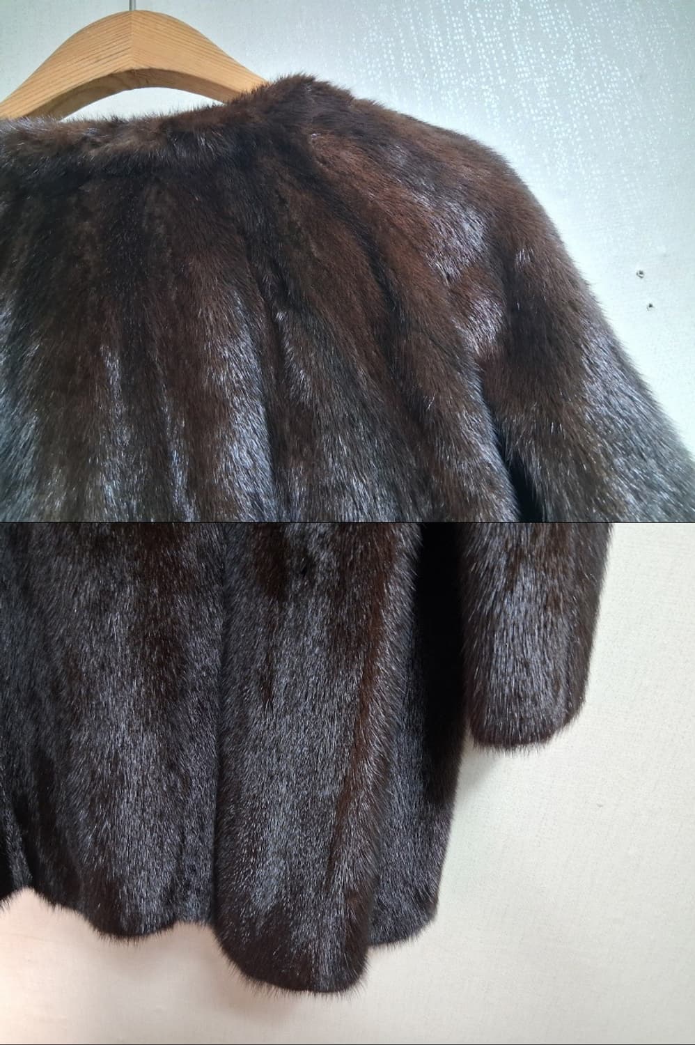 일본구제 ROTINY 밍크하프쟈켓 밍크코트 짙은브라운 검정섞인 66까지 상품이미지7