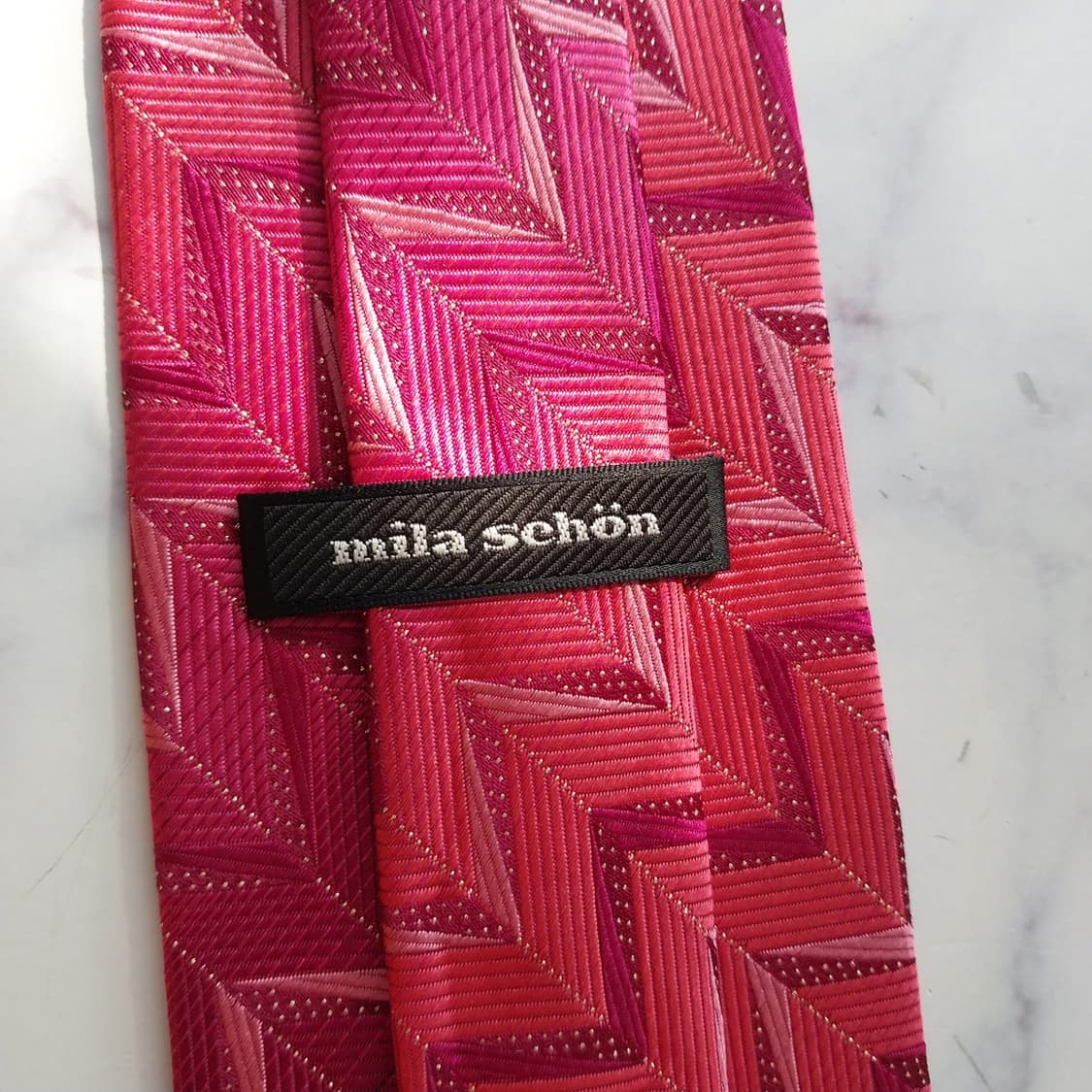 MILA SCHON 밀라숀 핑크 패턴 넥타이 9cm A등급 K2370 상품이미지7