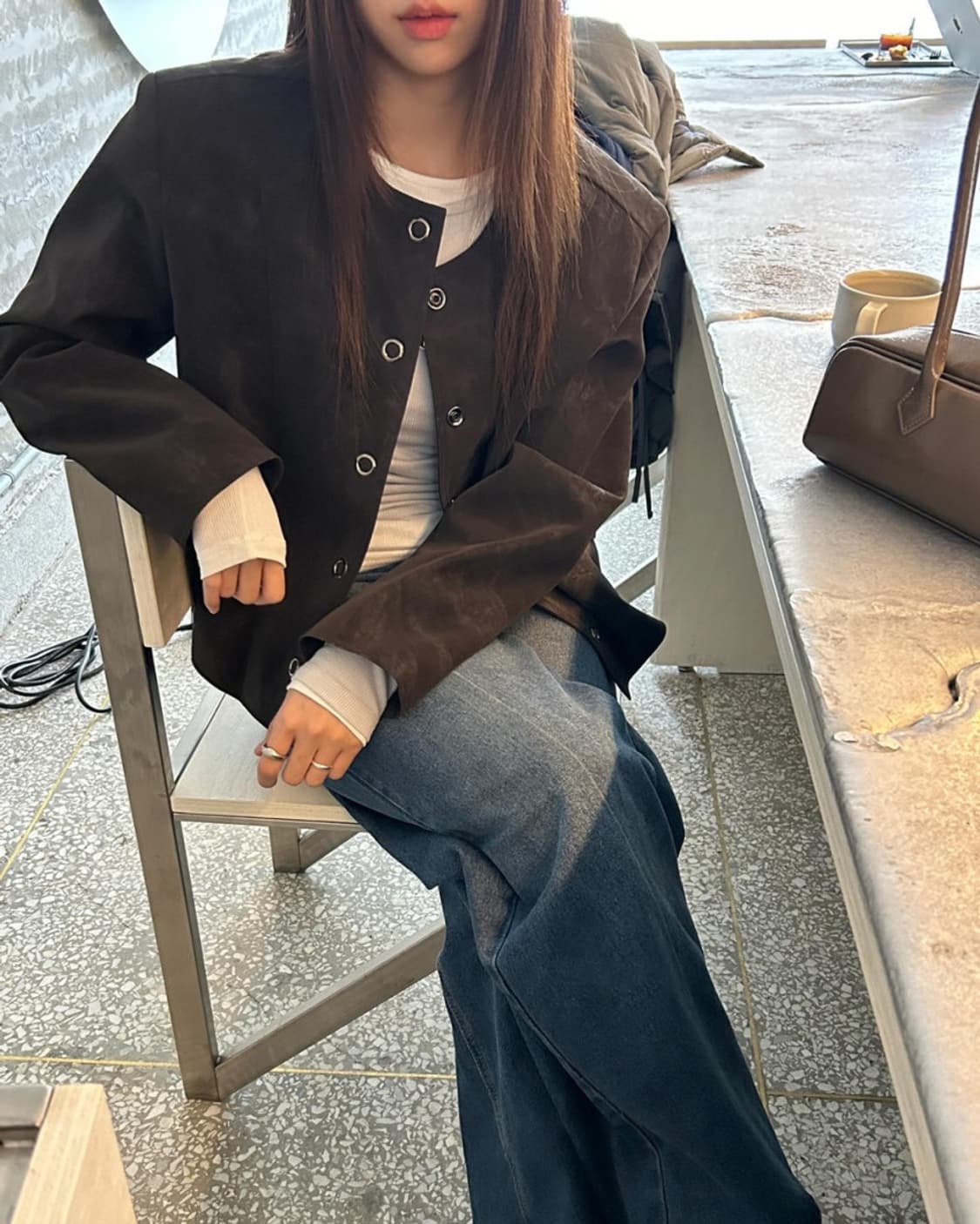 뮤로우 워싱 노카라 스웨이드 자켓 상품이미지5