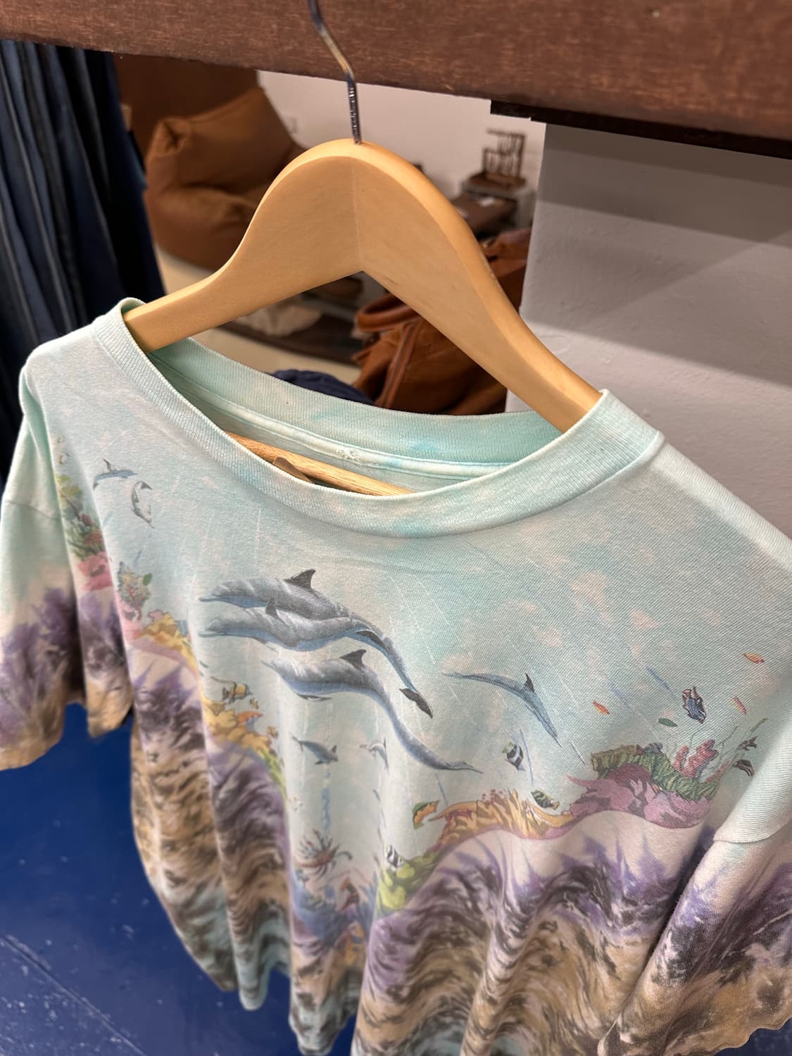 1990s 리퀴드블루 오션 돌핀 타이다이 반팔 상품이미지2