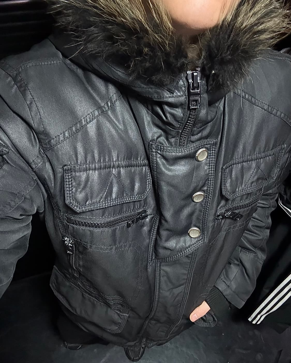 버커루 라쿤퍼 코팅 데님 패디드 야상 점퍼 n3b 개파카 고스 펑크 갸루 상품이미지2